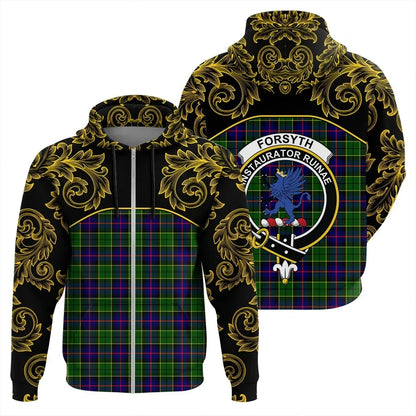 Printivon Forsyth Modern Tartan Clan Crest Zip Hoodie Empire I