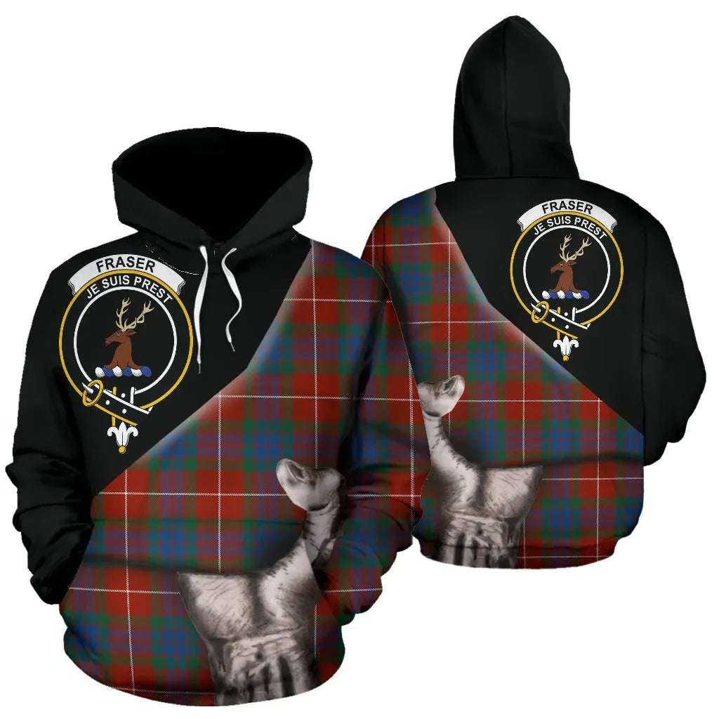 Printivon Fraser Ancient Tartan Clan Crest Hoodie Patronage