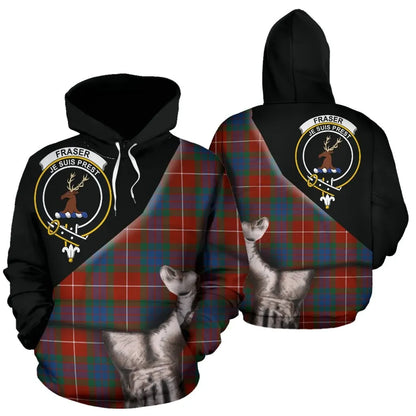 Printivon Fraser Ancient Tartan Clan Crest Hoodie Patronage