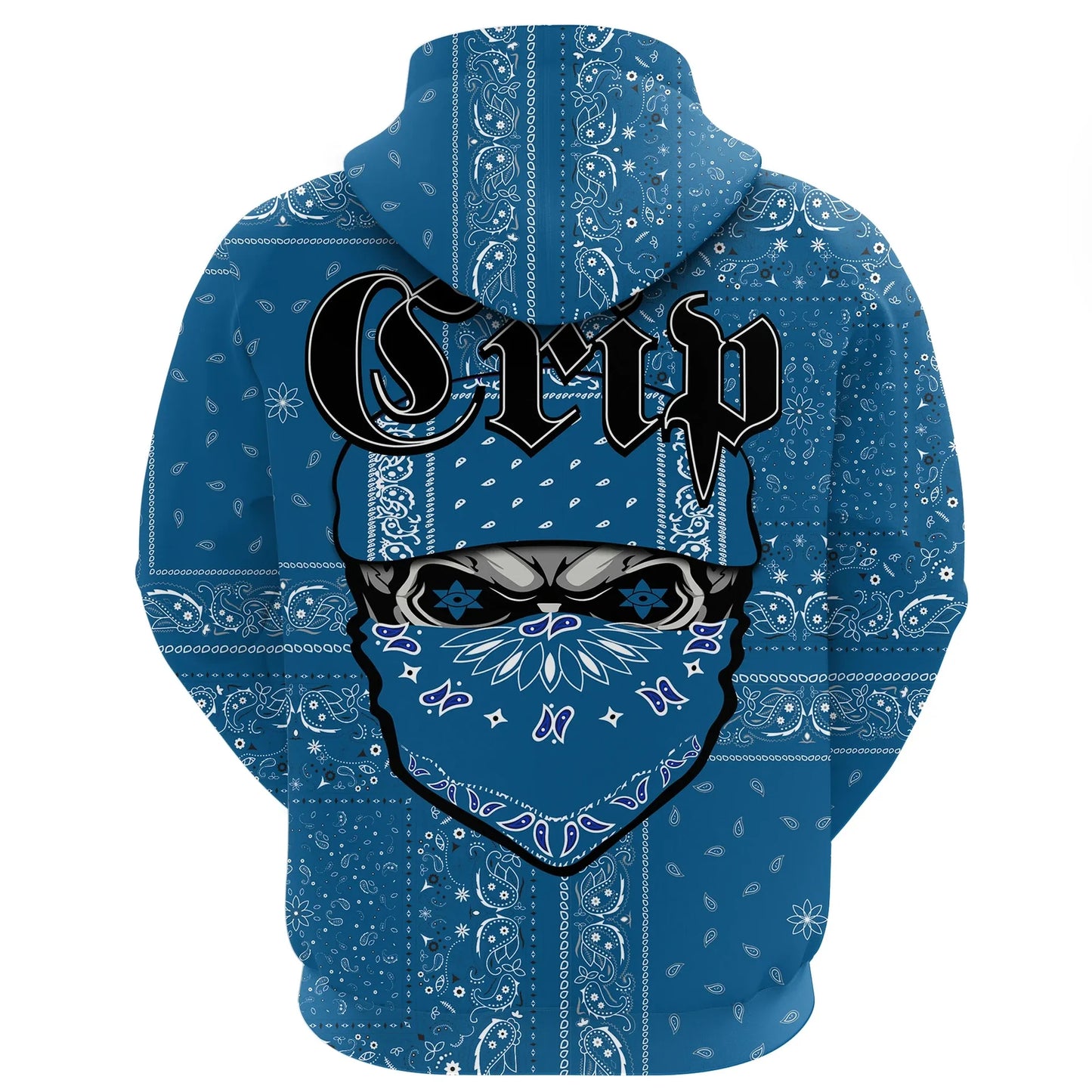 Crips Gang Hoodie - Special Skull Paisley Pattern Zip Hoodie