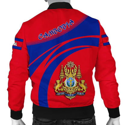 Cambodia Coat Of Arms Men Bomber Jacket Sticket