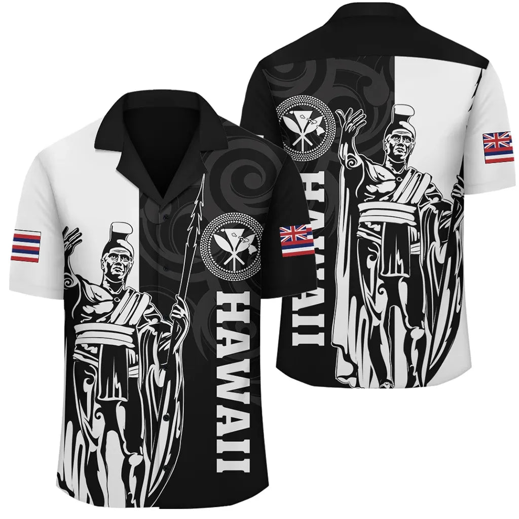 Polynesian Shirt - Hawaii King Polynesian Hawaiian Shirt - Lawla Style White