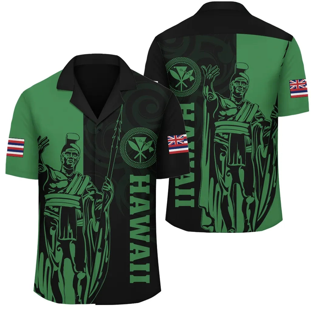 Polynesian Shirt - Hawaii King Polynesian Hawaiian Shirt - Lawla Style Green