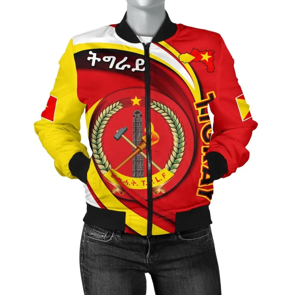 Tigray Women'S Bomber Jacket Coat Of Arms T.P.L.F
