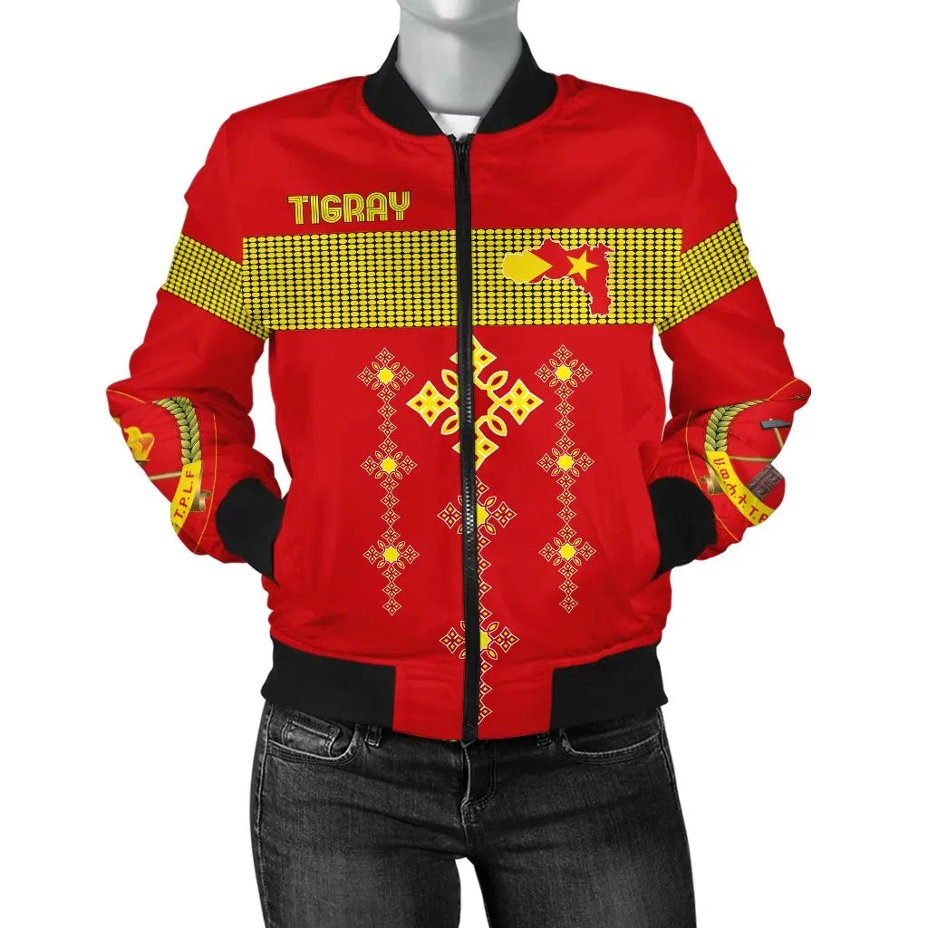 Tigray Bomber Jacket, Tigray Round Pattern Flag Women