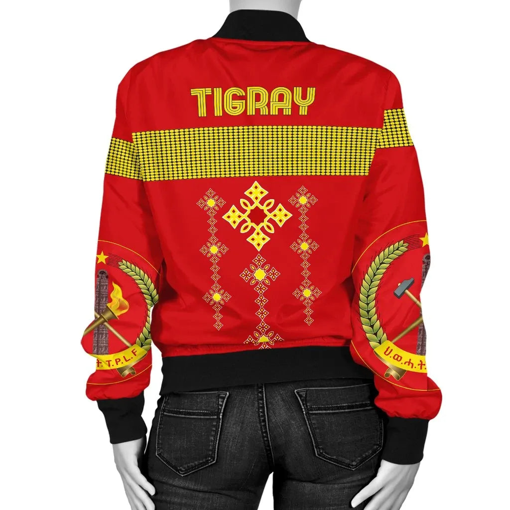 Tigray Bomber Jacket, Tigray Round Pattern Flag Women