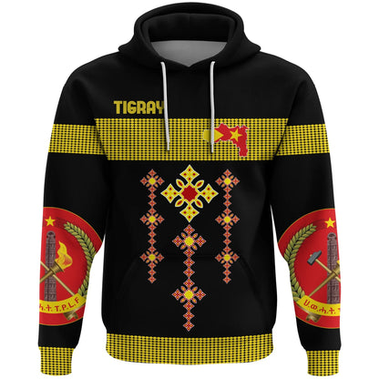 Tigray All Over Hoodie, Tigray Round Pattern Flag Black