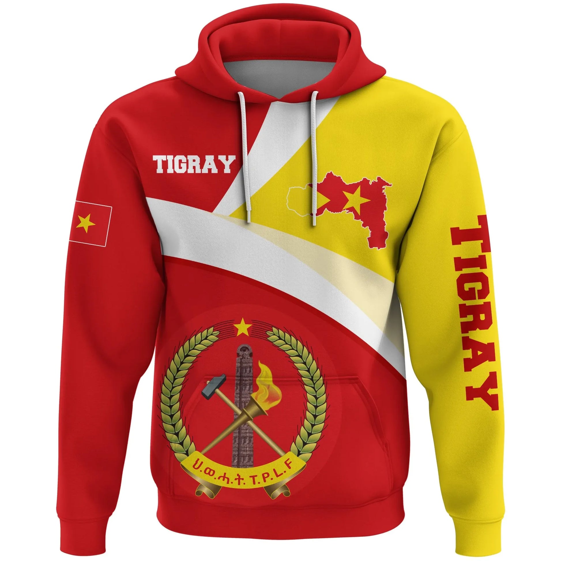 Tigray Hoodie, Tigray Flag Maps Red Custom