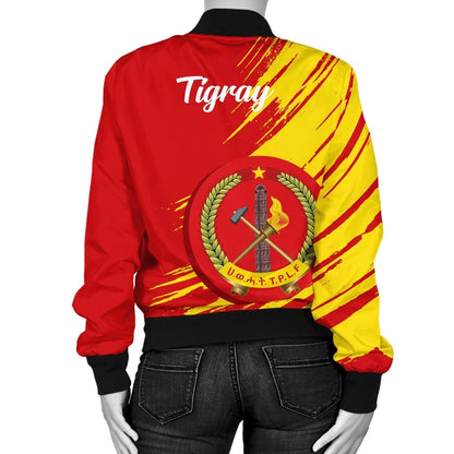 Tigray Bomber Jacket, Tigray In My Heart Flag Red Women