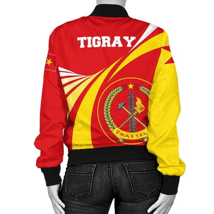 Tigray Women's Bomber Jackets, Tigray Swirly Lion Flag Tigray Swirlt ver 2