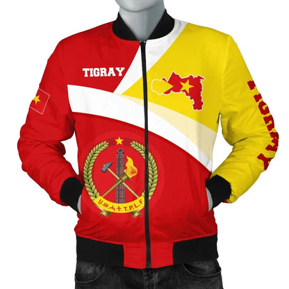 Tigray Bomber Jacket, Tigray Flag Maps Red Men