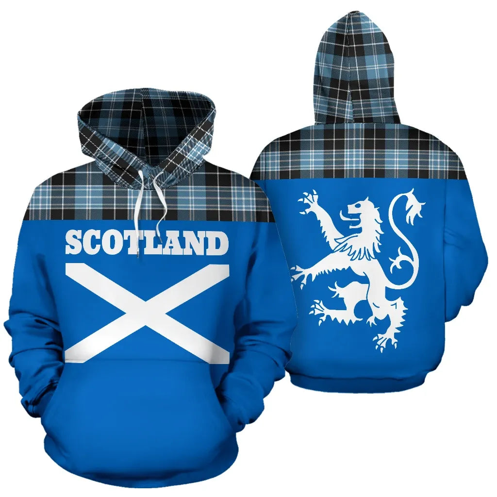 Printivon Tartan All Over Hoodie Lion Clark Ancient