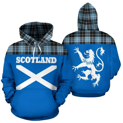 Printivon Tartan All Over Hoodie Lion Clark Ancient