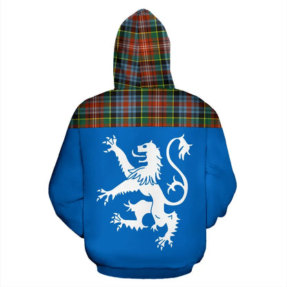 Printivon Tartan All Over Hoodie Lion Caledonia Ancient