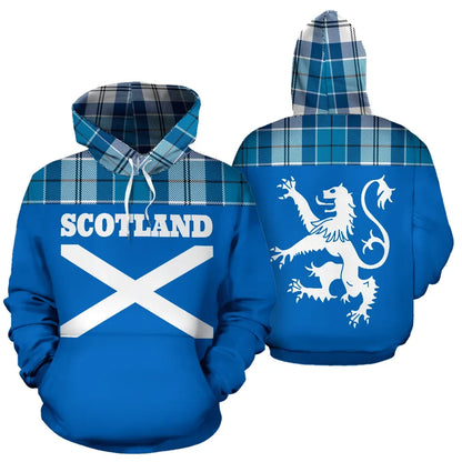Printivon Tartan All Over Hoodie Lion Roberton