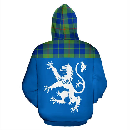 Printivon Tartan All Over Hoodie Lion Barclay Hunting Ancient