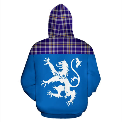 Printivon Tartan All Over Hoodie Lion Ochterlony