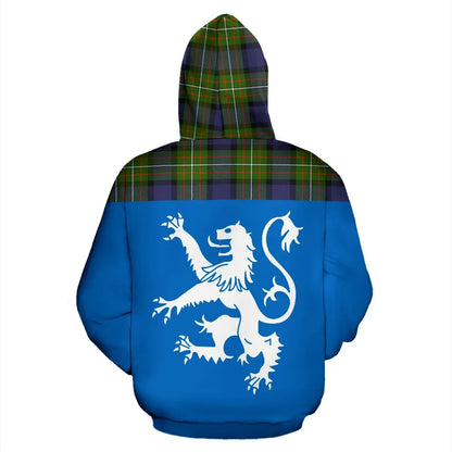 Printivon Tartan All Over Hoodie Lion Fergusson Modern