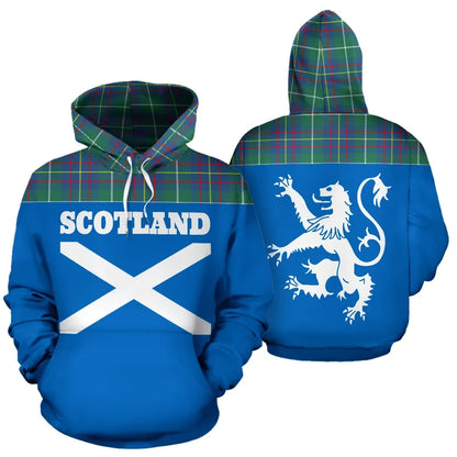 Printivon Tartan All Over Hoodie Lion Inglis Ancient