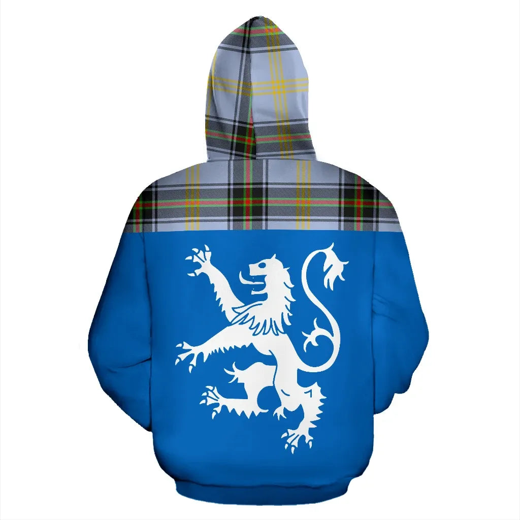 Printivon Tartan All Over Hoodie Lion Bell Of The Borders