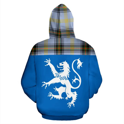 Printivon Tartan All Over Hoodie Lion Bell Of The Borders