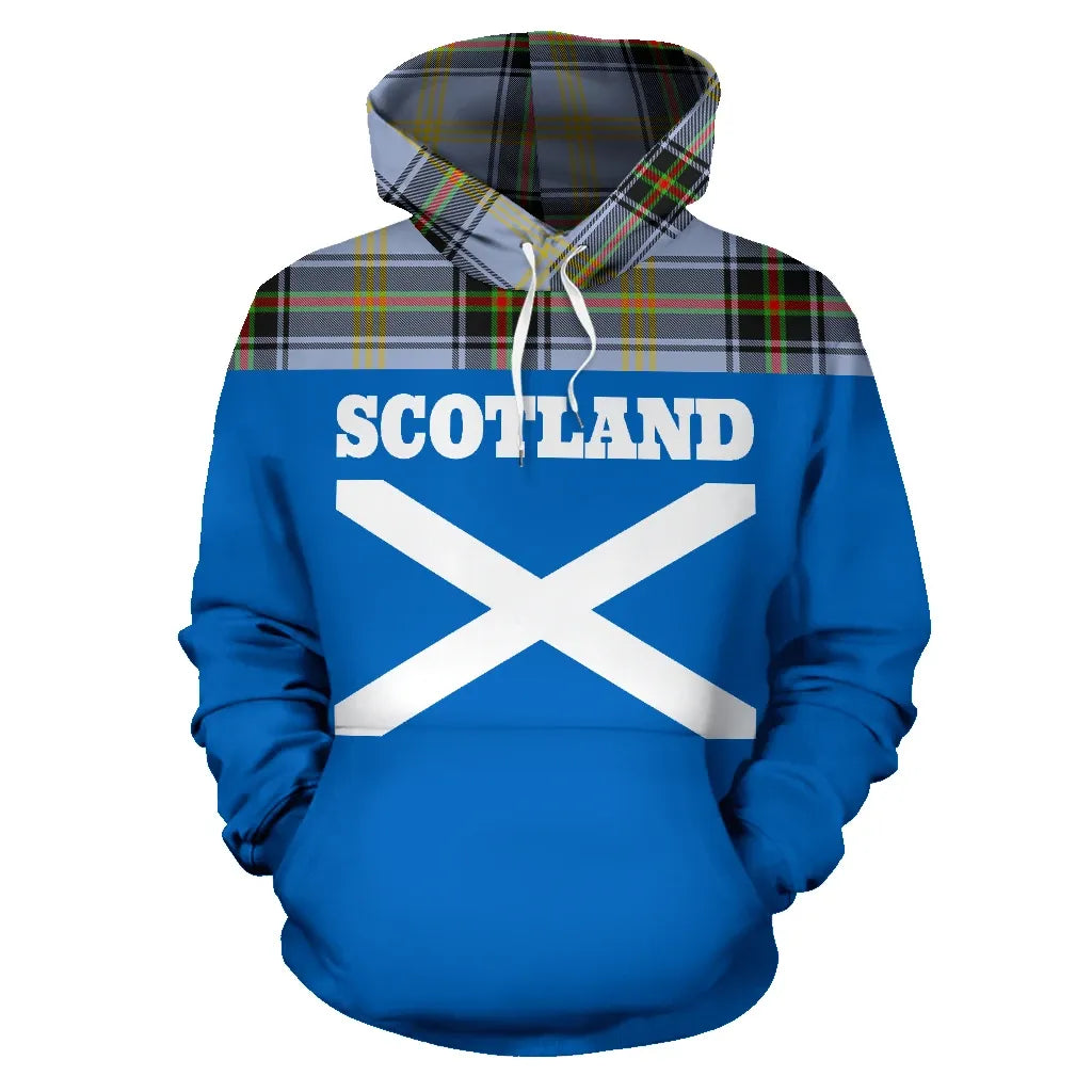 Printivon Tartan All Over Hoodie Lion Bell Of The Borders