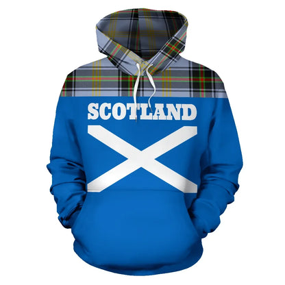 Printivon Tartan All Over Hoodie Lion Bell Of The Borders