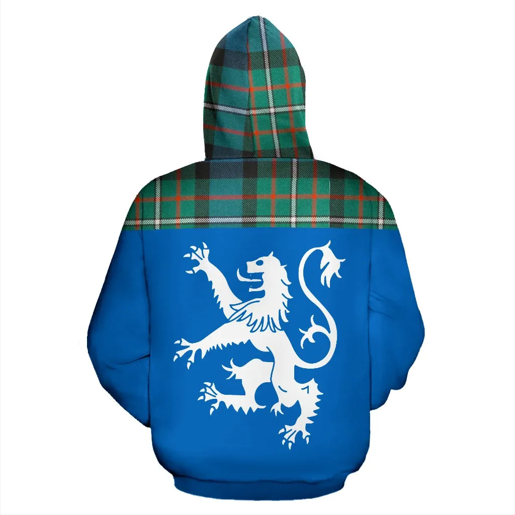 Printivon Tartan All Over Hoodie Lion Ferguson Ancient