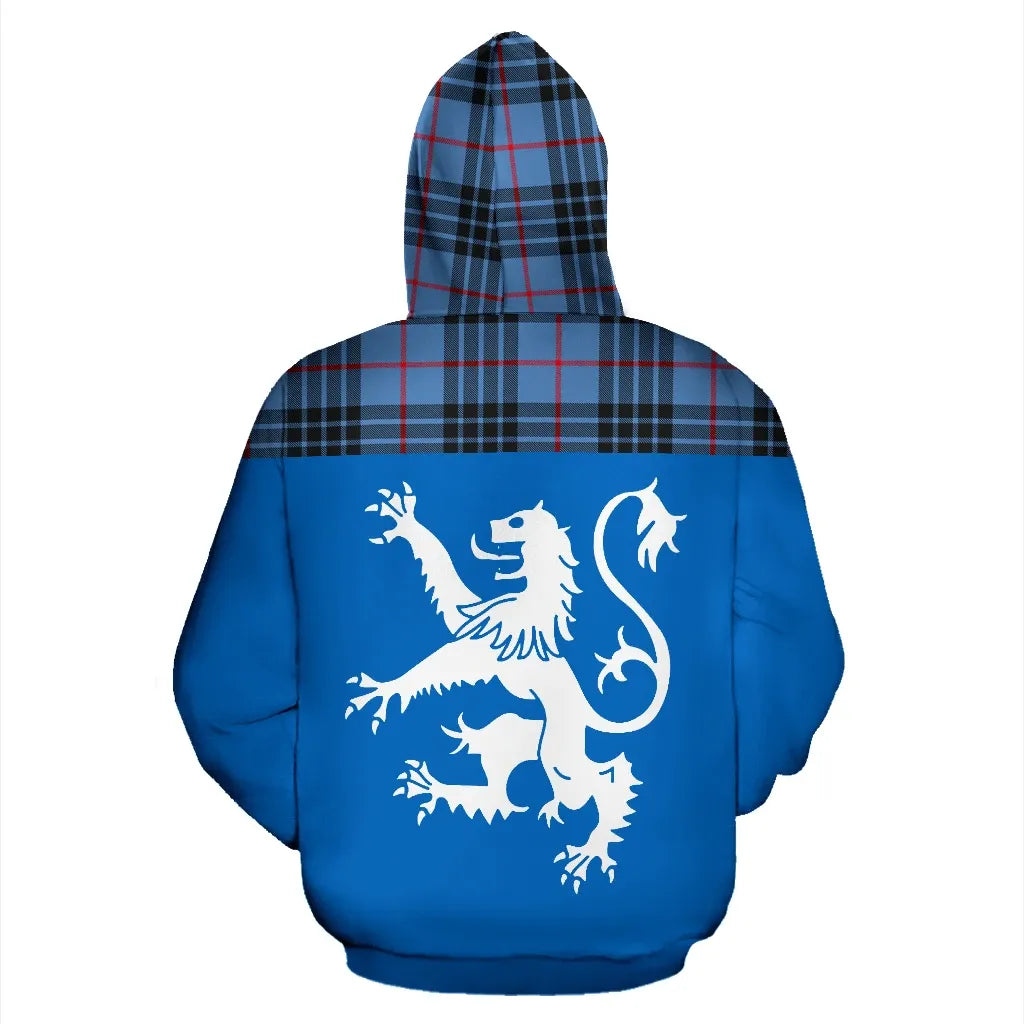 Printivon Tartan All Over Hoodie Lion Mackay Blue