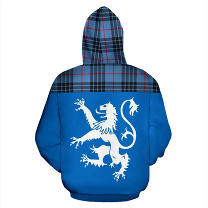 Printivon Tartan All Over Hoodie Lion Mackay Blue