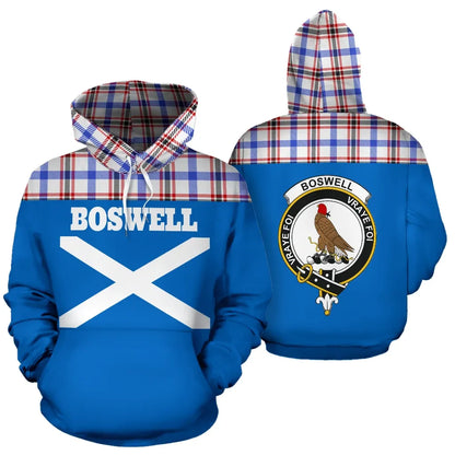 Printivon Tartan All Over Hoodie Boswell Clans
