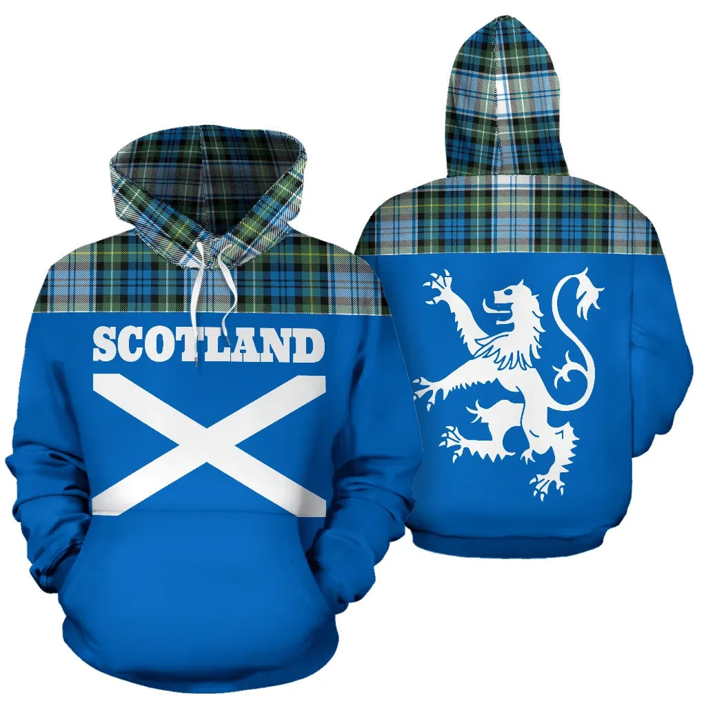 Printivon Tartan All Over Hoodie Lion Campbell Dress Ancient