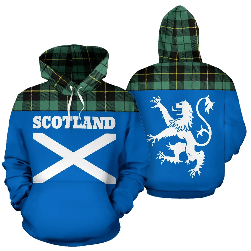 Printivon Tartan All Over Hoodie Lion Wallace Hunting Ancient