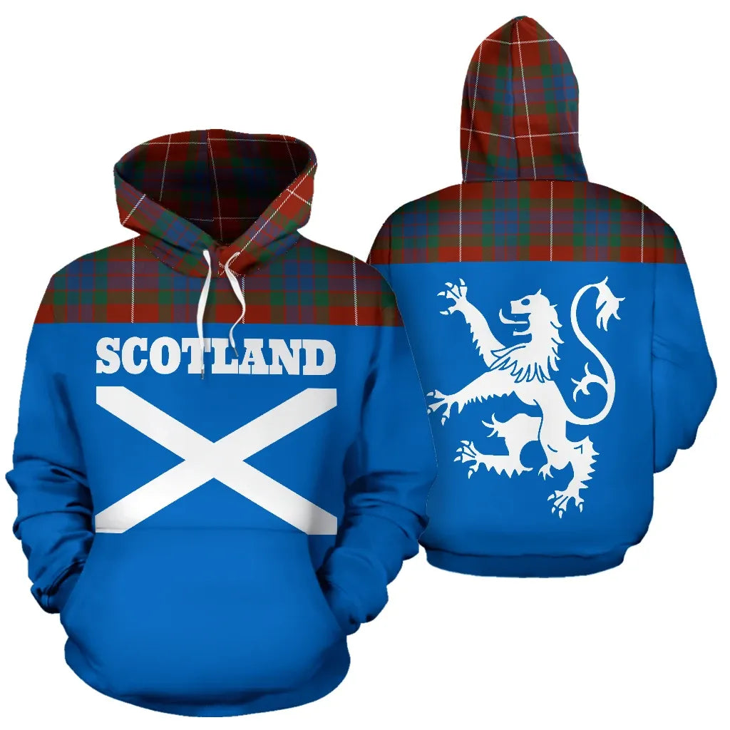 Printivon Tartan All Over Hoodie Lion Fraser Ancient