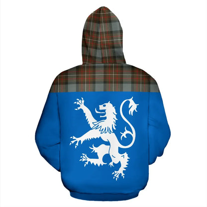 Printivon Tartan All Over Hoodie Lion Fergusson Weathered