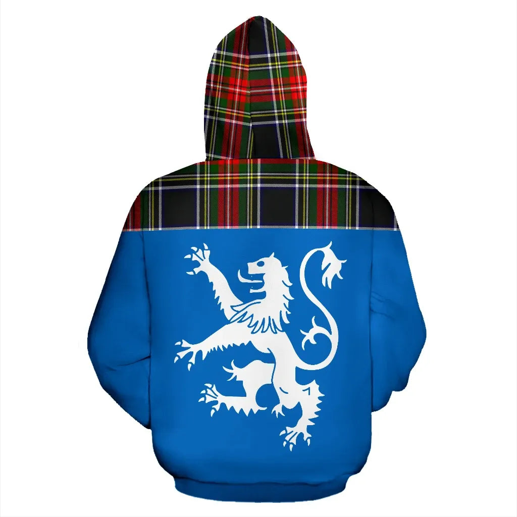 Printivon Tartan All Over Hoodie Lion Stewart Black
