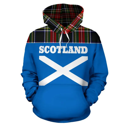 Printivon Tartan All Over Hoodie Lion Stewart Black