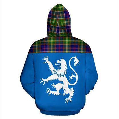 Printivon Tartan All Over Hoodie Lion Ayrshire District