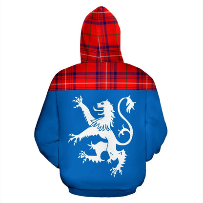 Printivon Tartan All Over Hoodie Lion Rose Modern