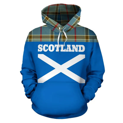Printivon Tartan All Over Hoodie Lion Balfour Blue