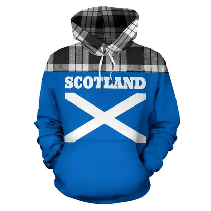 Printivon Tartan All Over Hoodie Lion Macfarlane Black