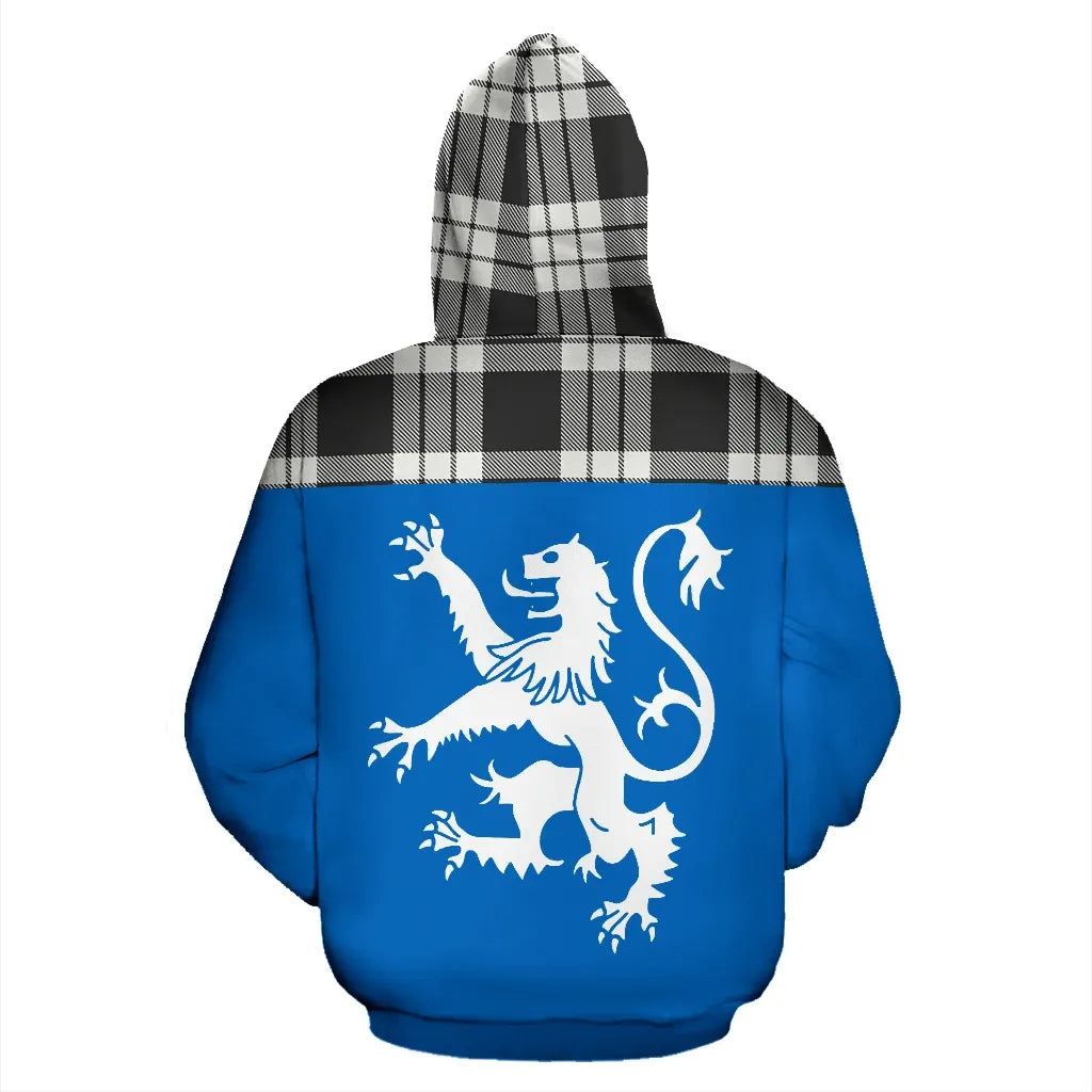 Printivon Tartan All Over Hoodie Lion Macfarlane Black