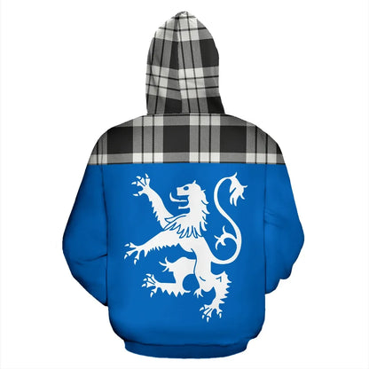 Printivon Tartan All Over Hoodie Lion Macfarlane Black