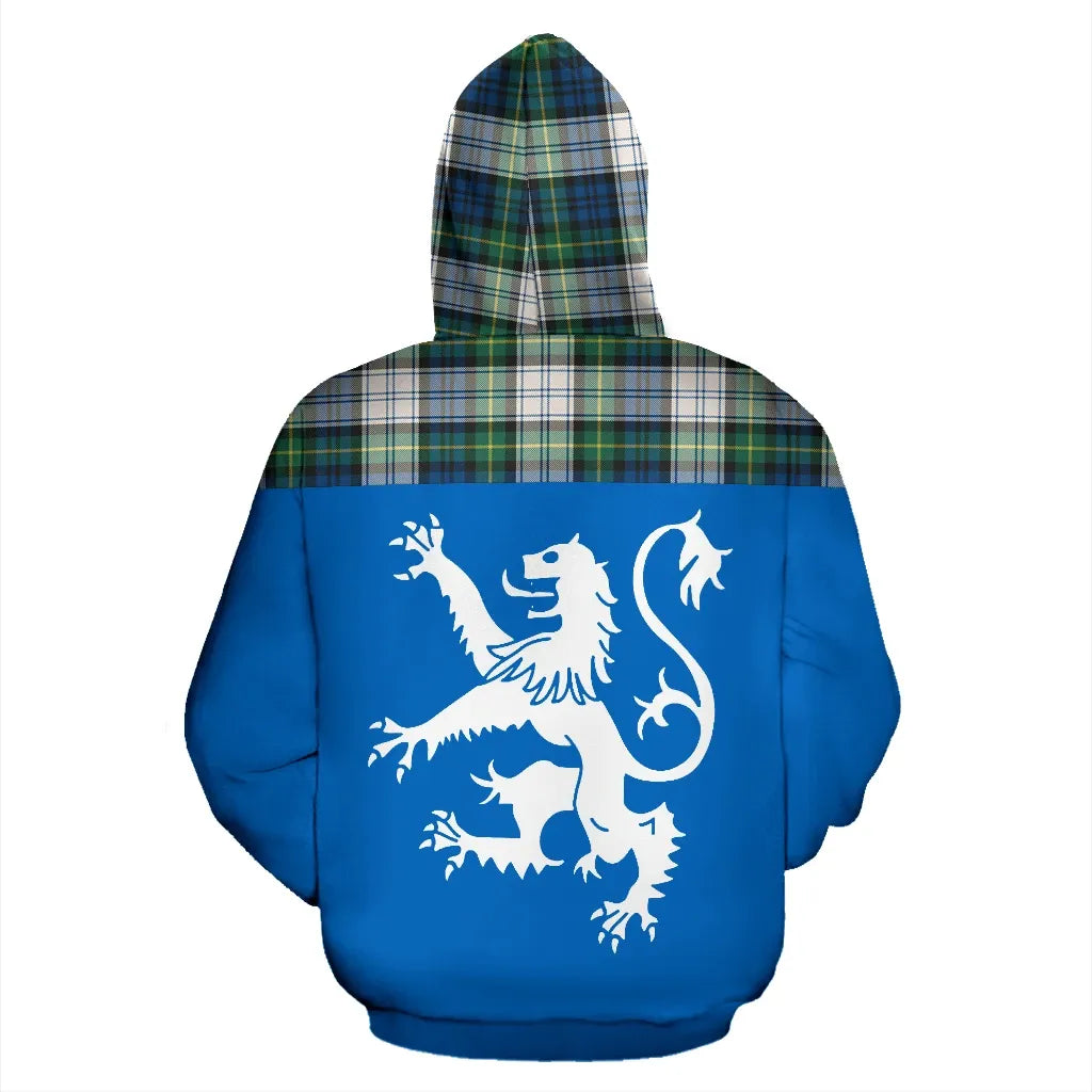 Printivon Tartan All Over Hoodie Lion Gordon Dress Ancient