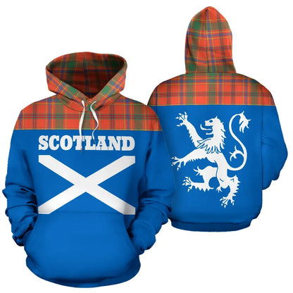 Printivon Tartan All Over Hoodie Lion Munro Ancient