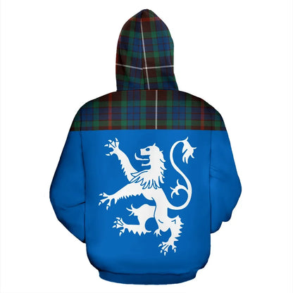 Printivon Tartan All Over Hoodie Lion Fraser Hunting Ancient