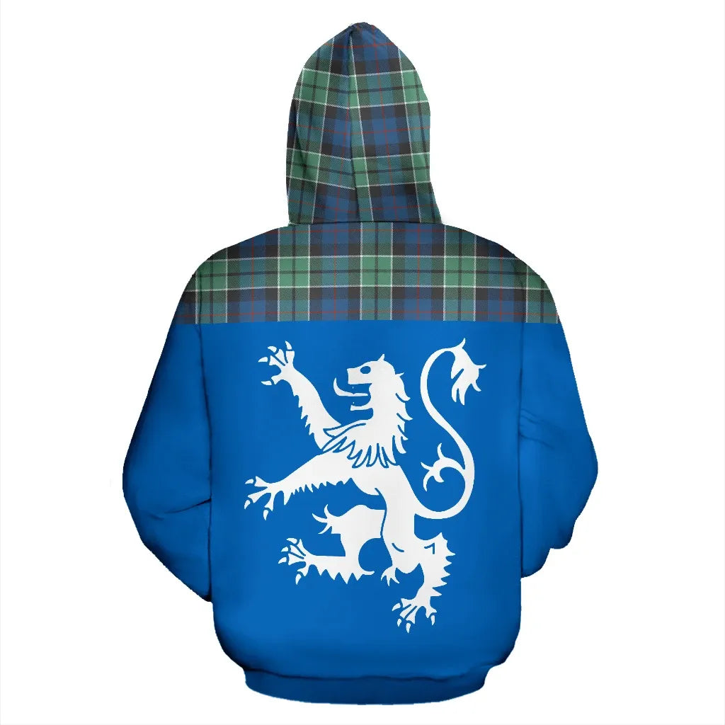 Printivon Tartan All Over Hoodie Lion Leslie Hunting Ancient