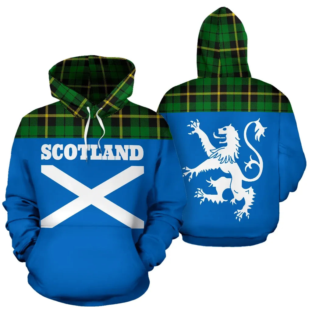 Printivon Tartan All Over Hoodie Lion Wallace Hunting Green