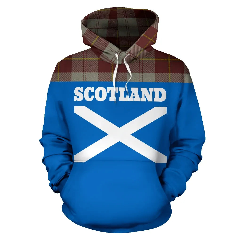 Printivon Tartan All Over Hoodie Lion Cunningham Burgundy Dancers
