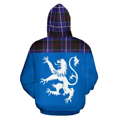 Printivon Tartan All Over Hoodie Lion Dunlop Modern